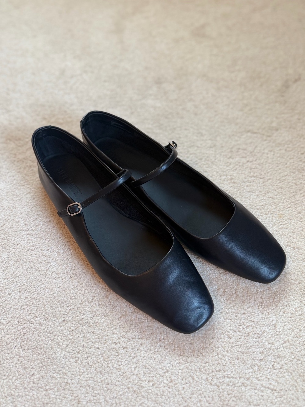 Steve Madden‎ Maple Black Leather Mary Jane Ballet Flats Size 12